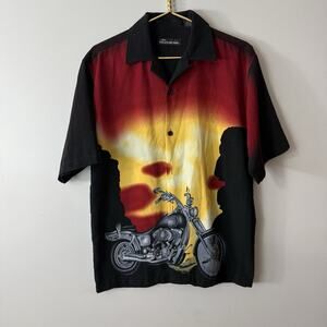 No Boundaries Chopper Biker Sunset Button Shirt Y2K Vintage Look Size S READ!